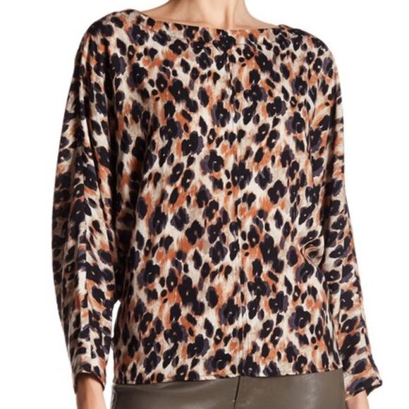 Harlowe & Graham Tops - Harlowe & Graham Cheetah Tie-Hem Dolman Blouse